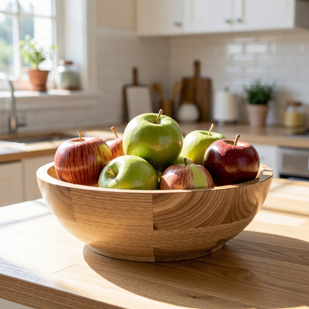 Äpfel in einer Holzschale